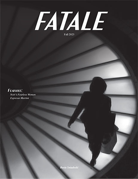 A small snippet of a black and white mini magazine: fatale.
